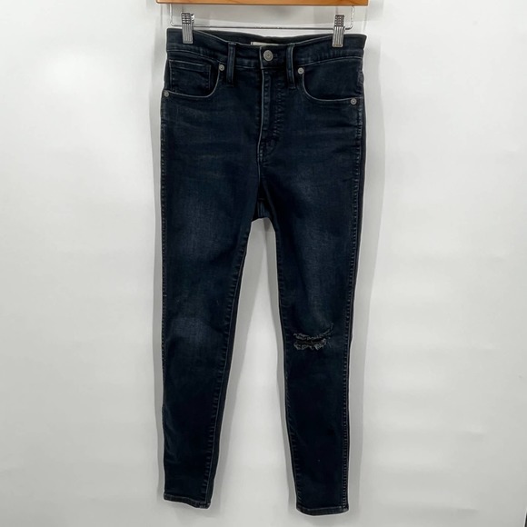 Madewell 10" High-Rise Skinny Jeans in Macalester Wash: Knee-Rip Edition Size 26 - Picture 2 of 13